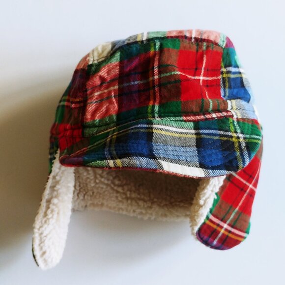 Baby Gap Plaid Sherpa Trapper Hat 12-18 Months (48 cm) - Picture 3 of 11